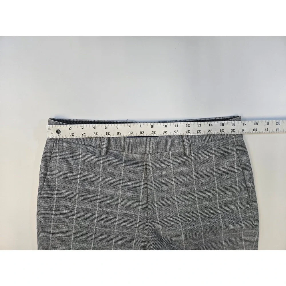 Banana Republic Mens Gray Plaid Slim Fit Dress Pants 32x34 Stretch Trousers